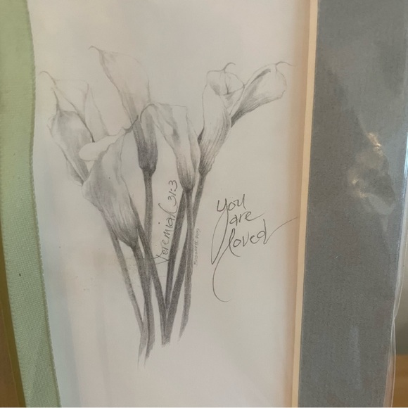Calla Lily Framed Pencil Drawing with Stand - Picture 2 of 3